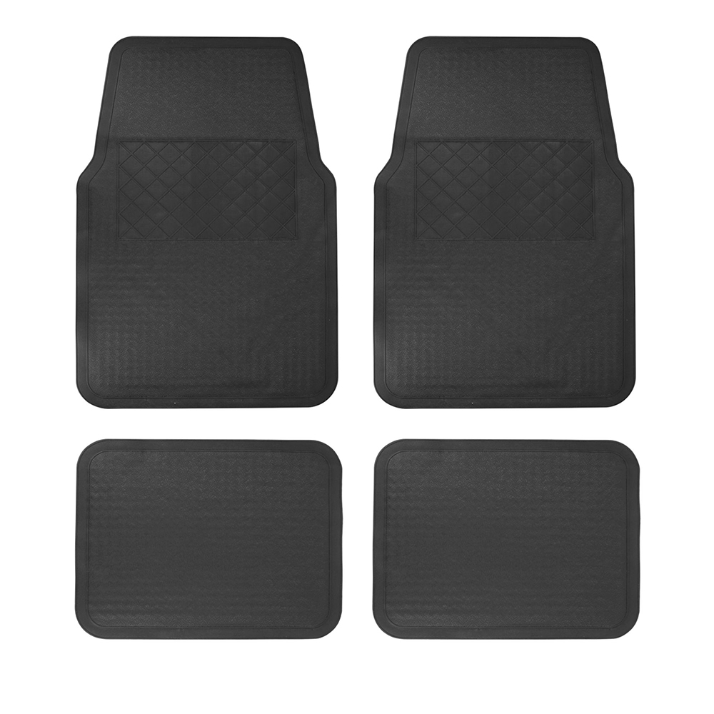 TA4NF Juego de tapetes para auto, 4 piezas, color negro Foy