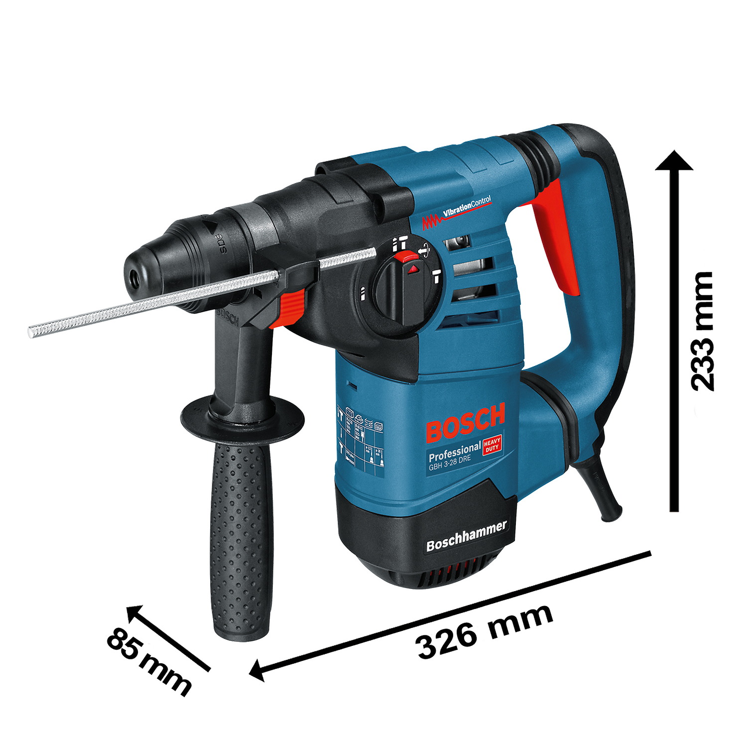 061123A0G0 Martillo perforador Bosch GBH 3-28 DRE 800W 127V en maletín - Imagen 7