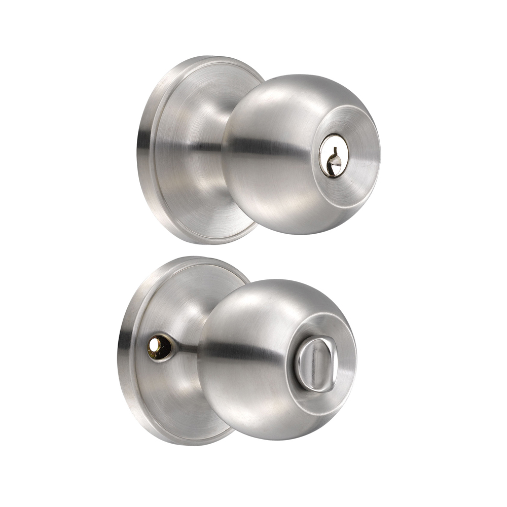 12PO Cerradura de pomo (bola) para entrada ppal acero inox Lock