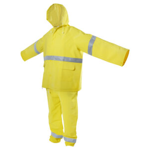 137616 Surtek Juego de traje impermeable con reflejante de dos piezas (gabardina y pantalón) color amarillo talla mediana