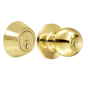 15CB Combo pomo bola y cerrojo sencillo, latón brillante Lock