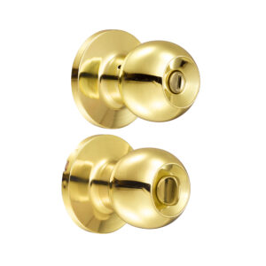 17PO Cerradura de pomo (bola) para baño, latón brillante Lock