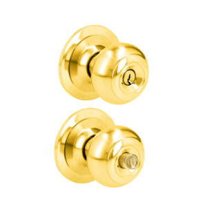 26POP Pomo cilíndrico ovalado función recámara, latón brillante, llave estándar, blíster Prolok