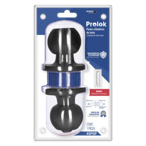 45POP Pomo cilíndrico bola función baño, acero negro, llave estándar Prolok