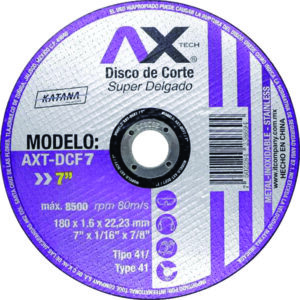 AXT-DCF7 DISCO DE CORTE SUPER DELGADO DE 7" X 1.6MM X 7/8" (50 PZS)