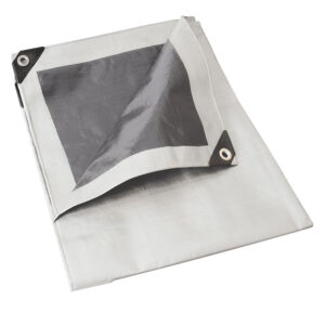 LE4X5B Lona de polietileno color blanco con fondo plata, 4 x 5 m Foy